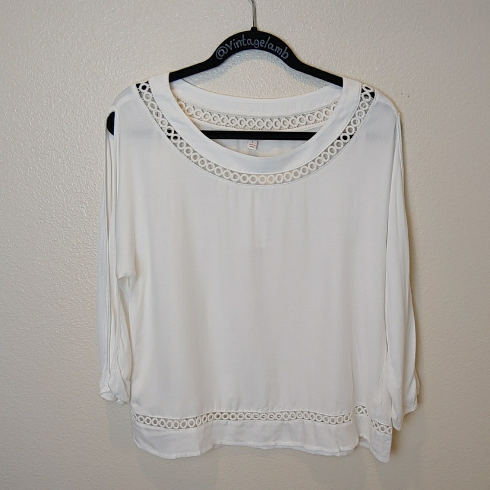 NWT Ella Moss white split sleeve top small